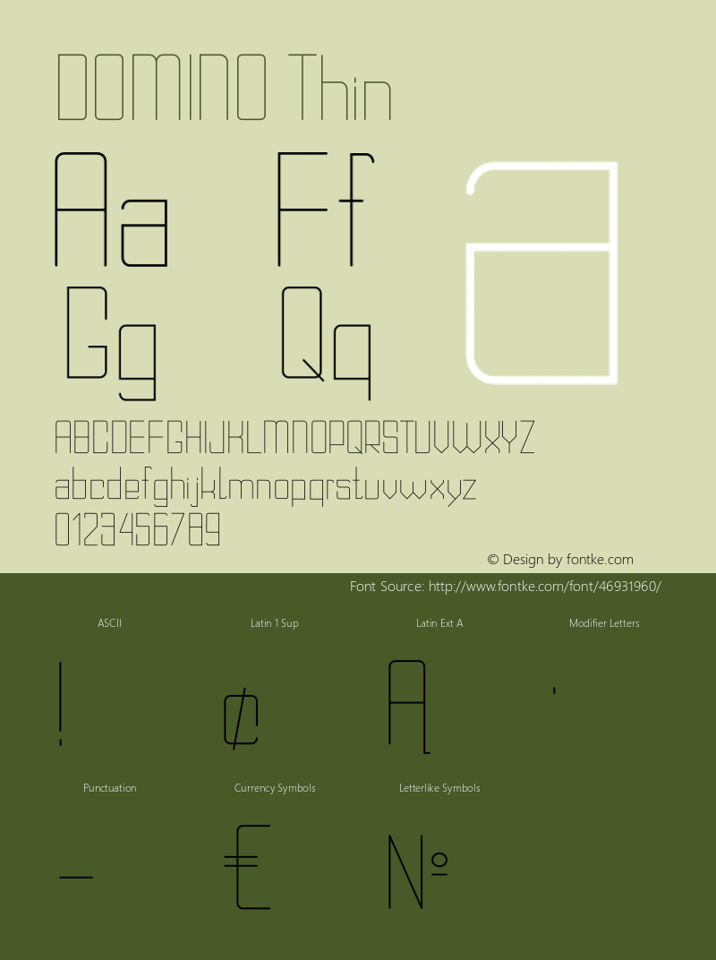 DOMINO Thin Version 1.002;Fontself Maker 3.0.0-3图片样张
