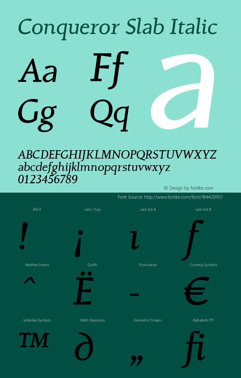 Conqueror Slab Italic 1.3图片样张