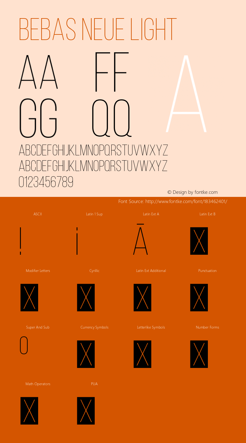 Bebas Neue Light Version 1.003;PS 001.003;hotconv 1.0.70;makeotf.lib2.5.58329图片样张