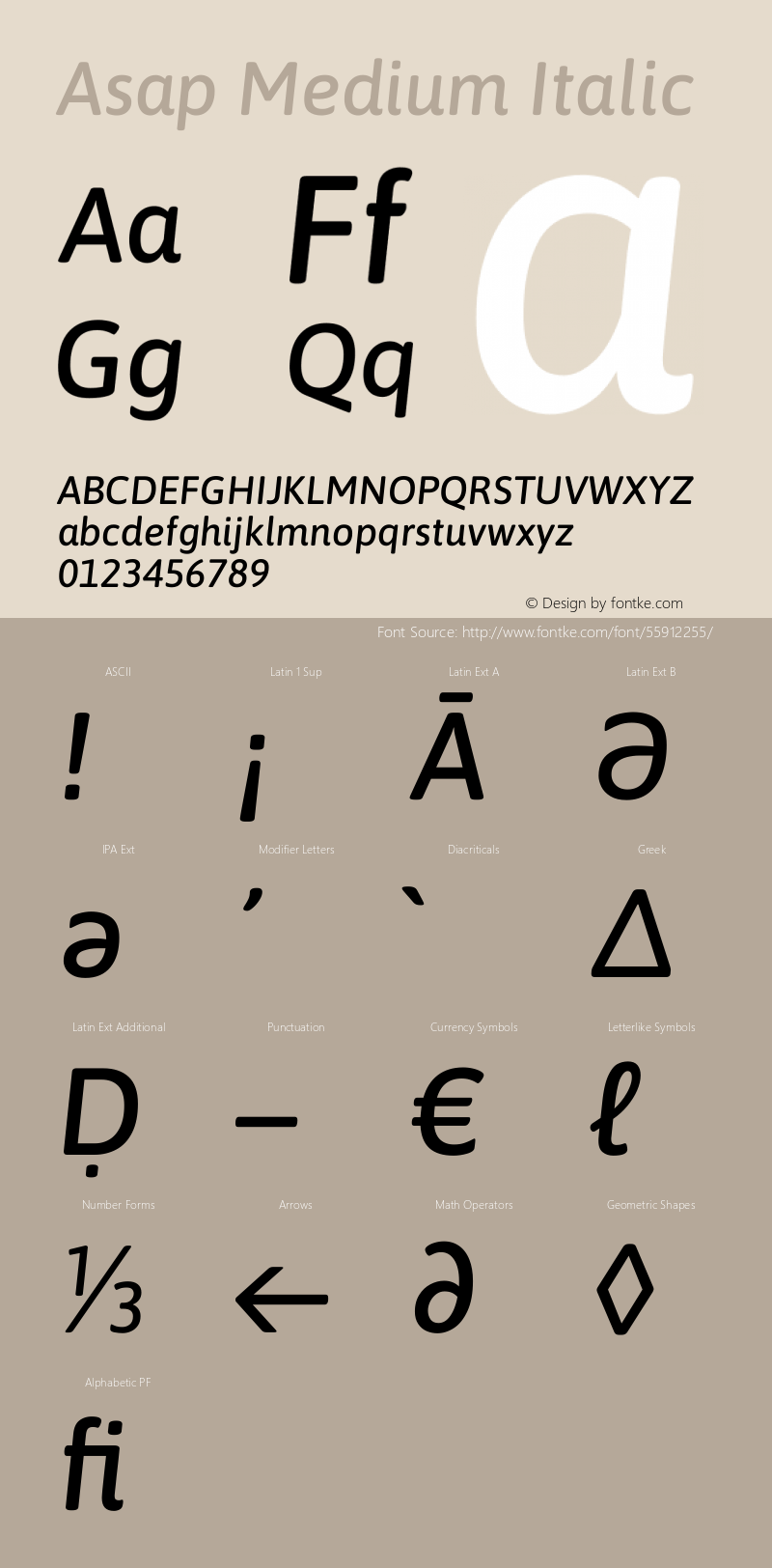 Asap Medium Italic Version 1.010图片样张
