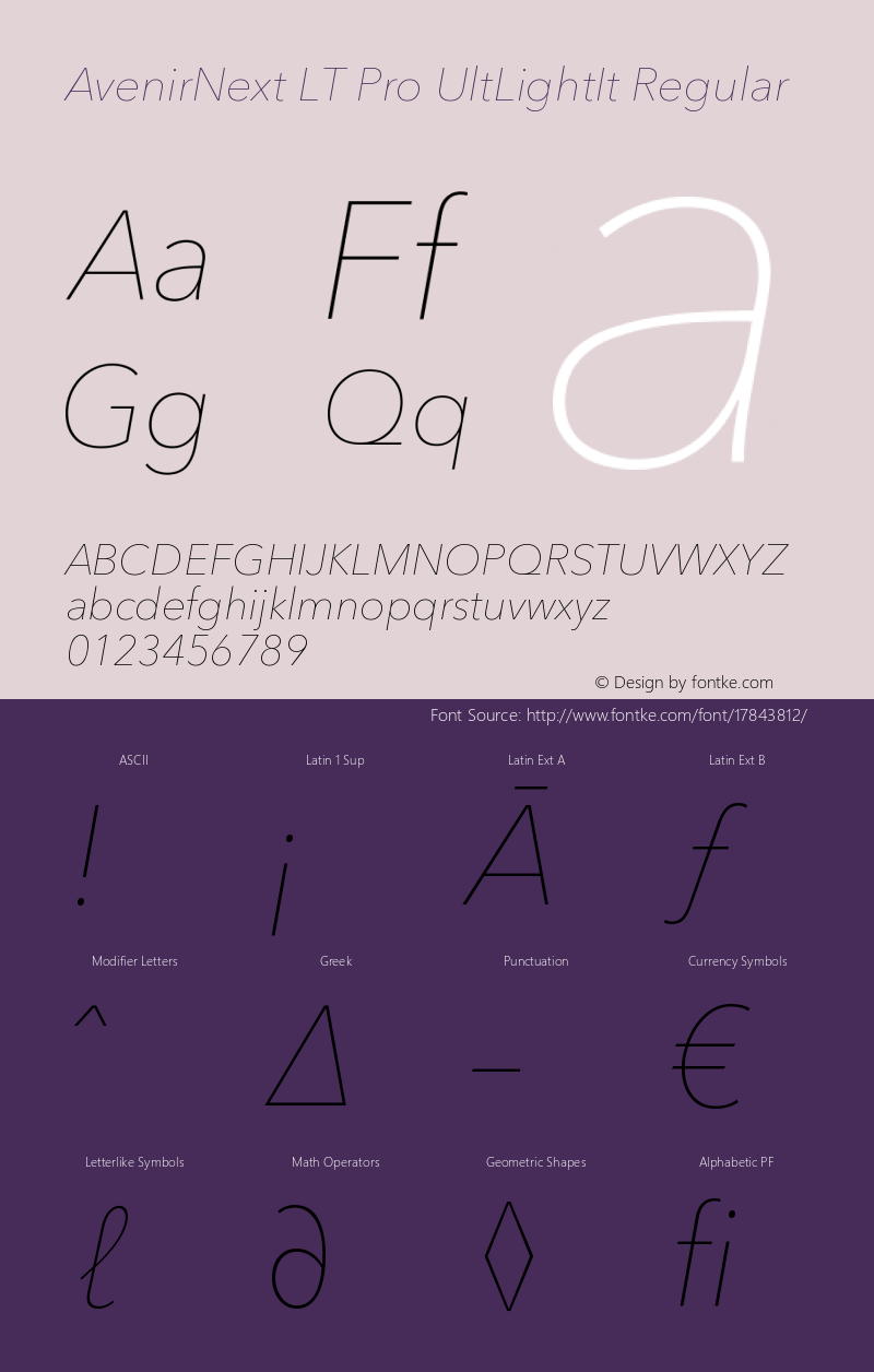 AvenirNext LT Pro UltLightIt Regular Version 2.001;PS 002.000;hotconv 1.0.38图片样张