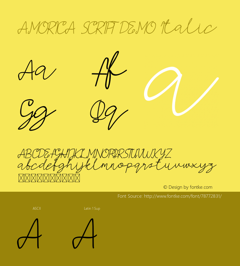 AMORICA SCRIPT DEMO Italic Version 1.002;Fontself Maker 3.1.2图片样张