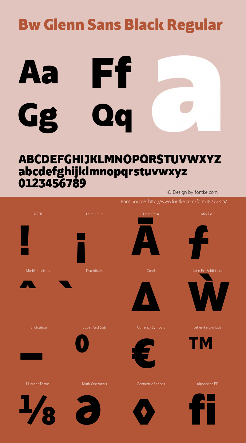 Bw Glenn Sans Black Regular Version 1.000;PS 001.000;hotconv 1.0.88;makeotf.lib2.5.64775图片样张