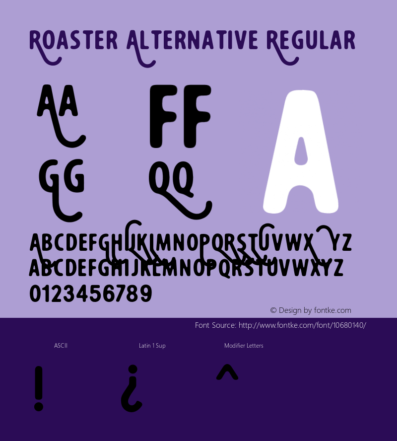 Roaster Alternative Regular Version 1.000;PS 001.000;hotconv 1.0.70;makeotf.lib2.5.58329 DEVELOPMENT图片样张