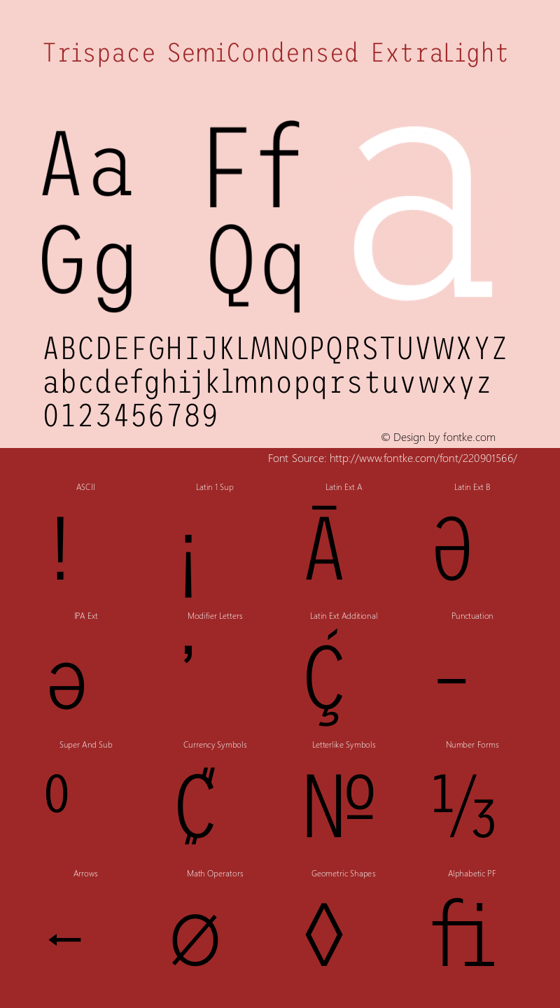 Trispace SemiCondensed ExtraLight Version 1.210图片样张