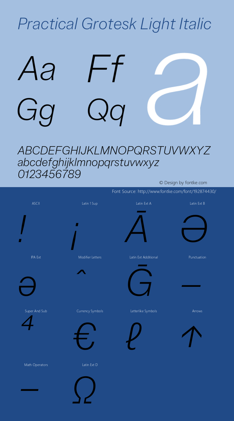 Practical Grotesk Light Italic Version 2.000;FEAKit 1.0图片样张