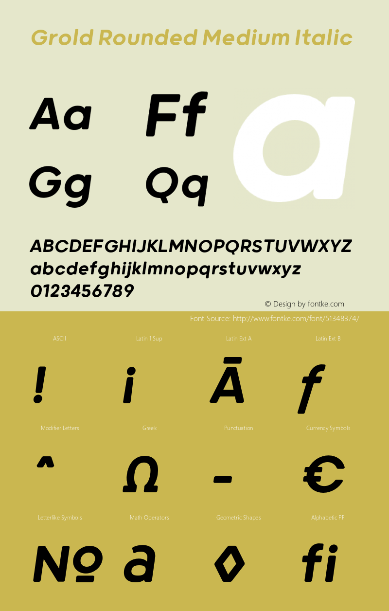 GroldRounded-MediumItalic Version 1.000图片样张