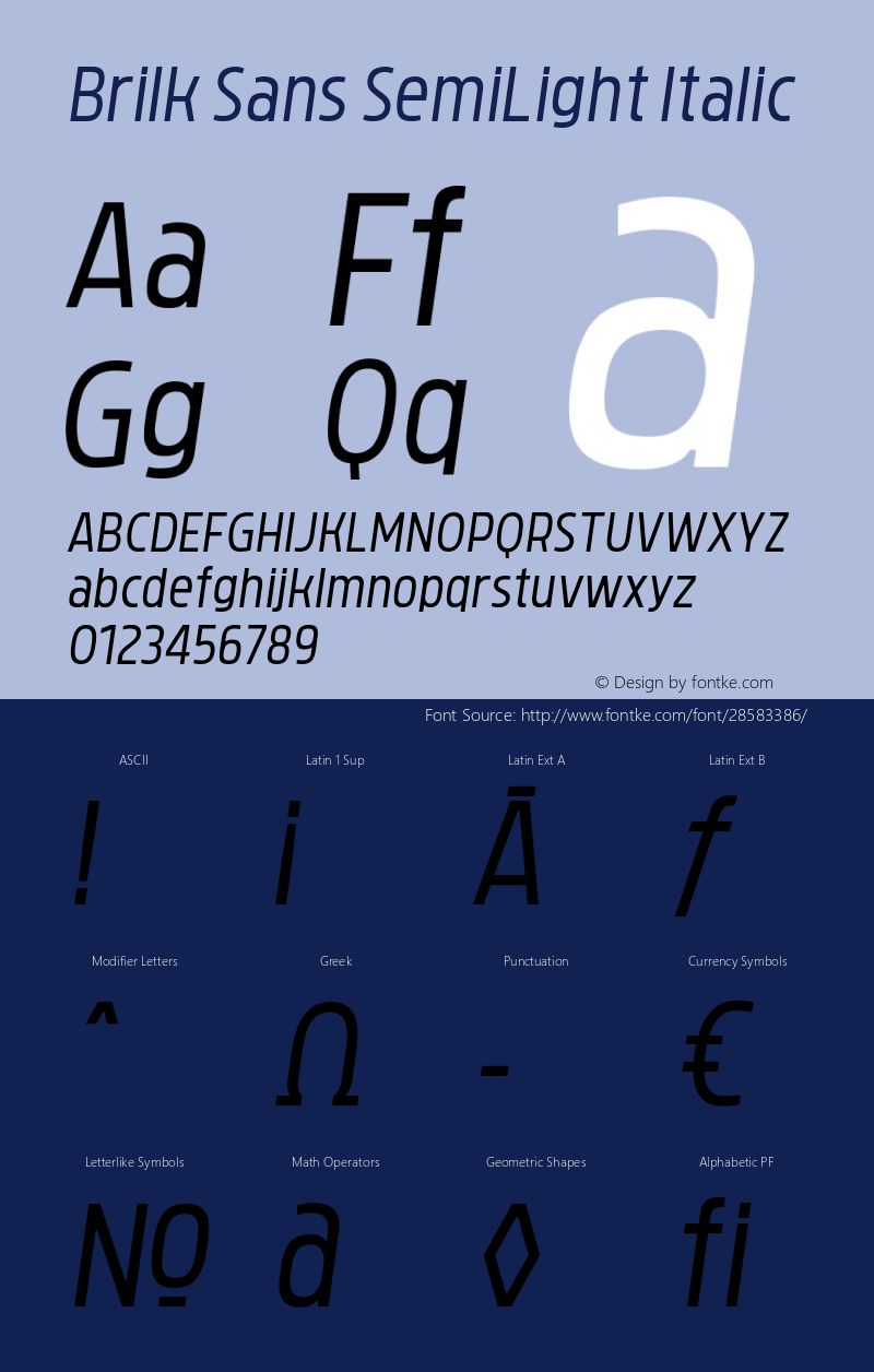 Brilk Sans SemiLight Italic Version 1.000;YWFTv17图片样张