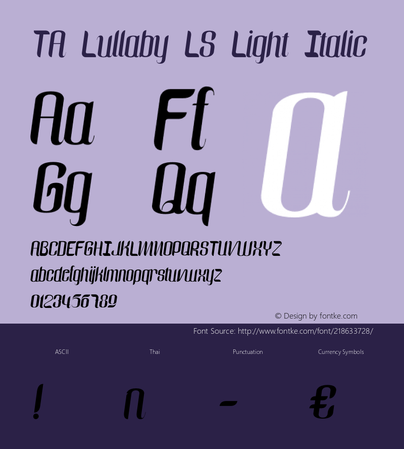 TALullabyLS-LightItalic Version 1.000图片样张