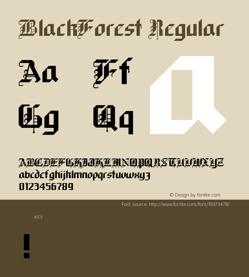 BlackForest Regular Converted from C:\UP\BLKFORST.TF1 by ALLTYPE图片样张