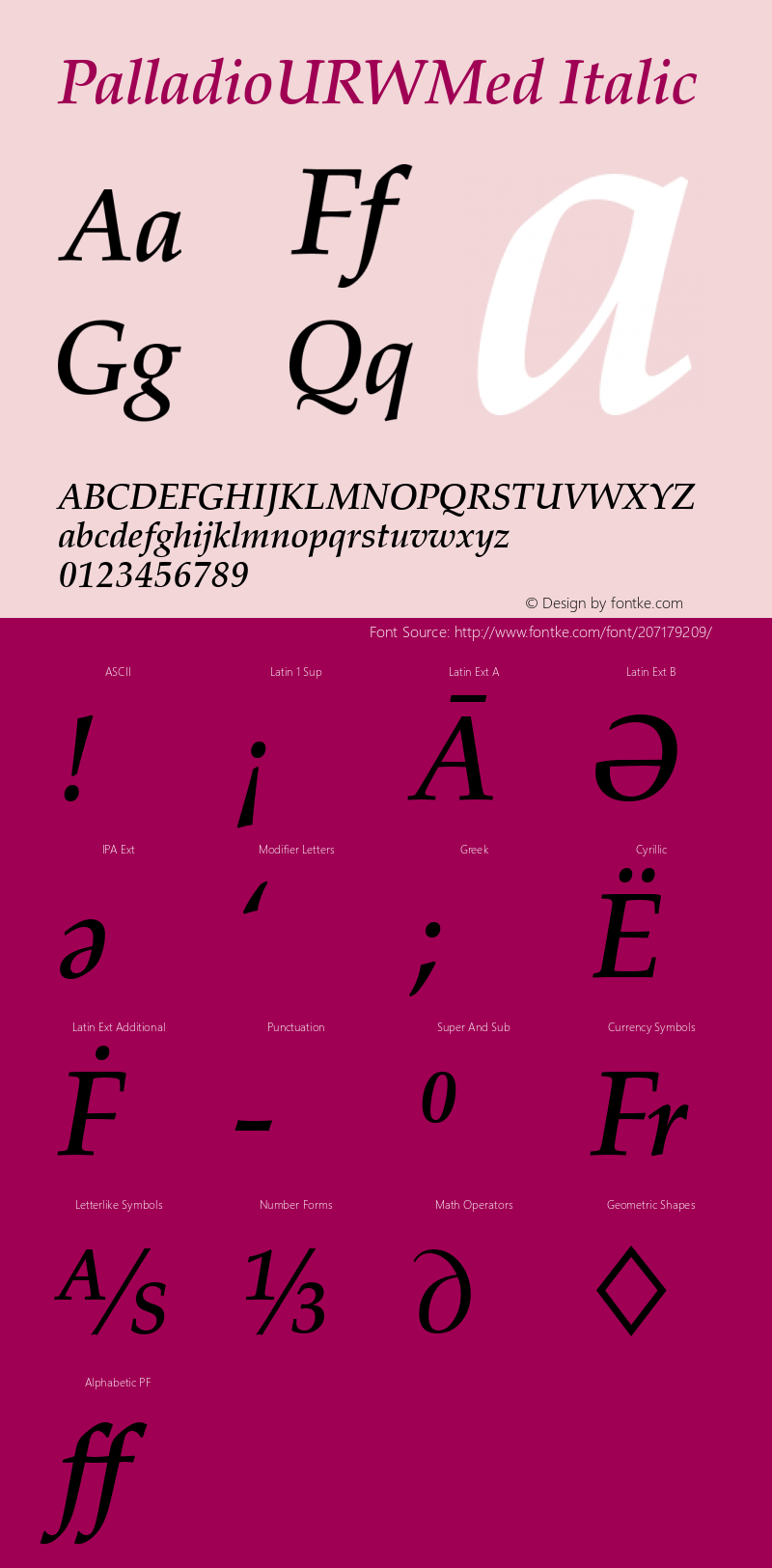 PalladioURWMed Italic Version 1.00图片样张