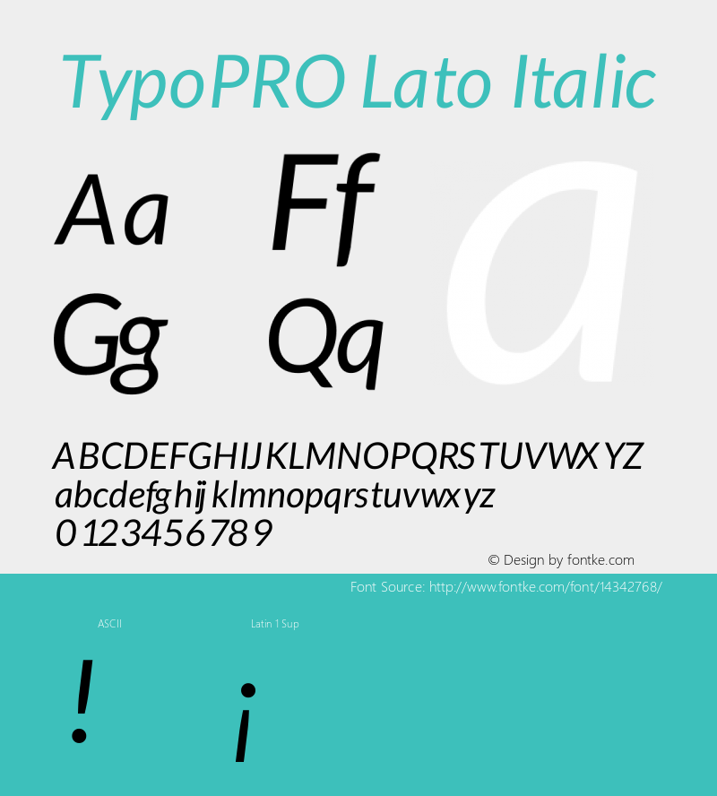 TypoPRO Lato Italic Version 1.105; Western+Polish opensource图片样张