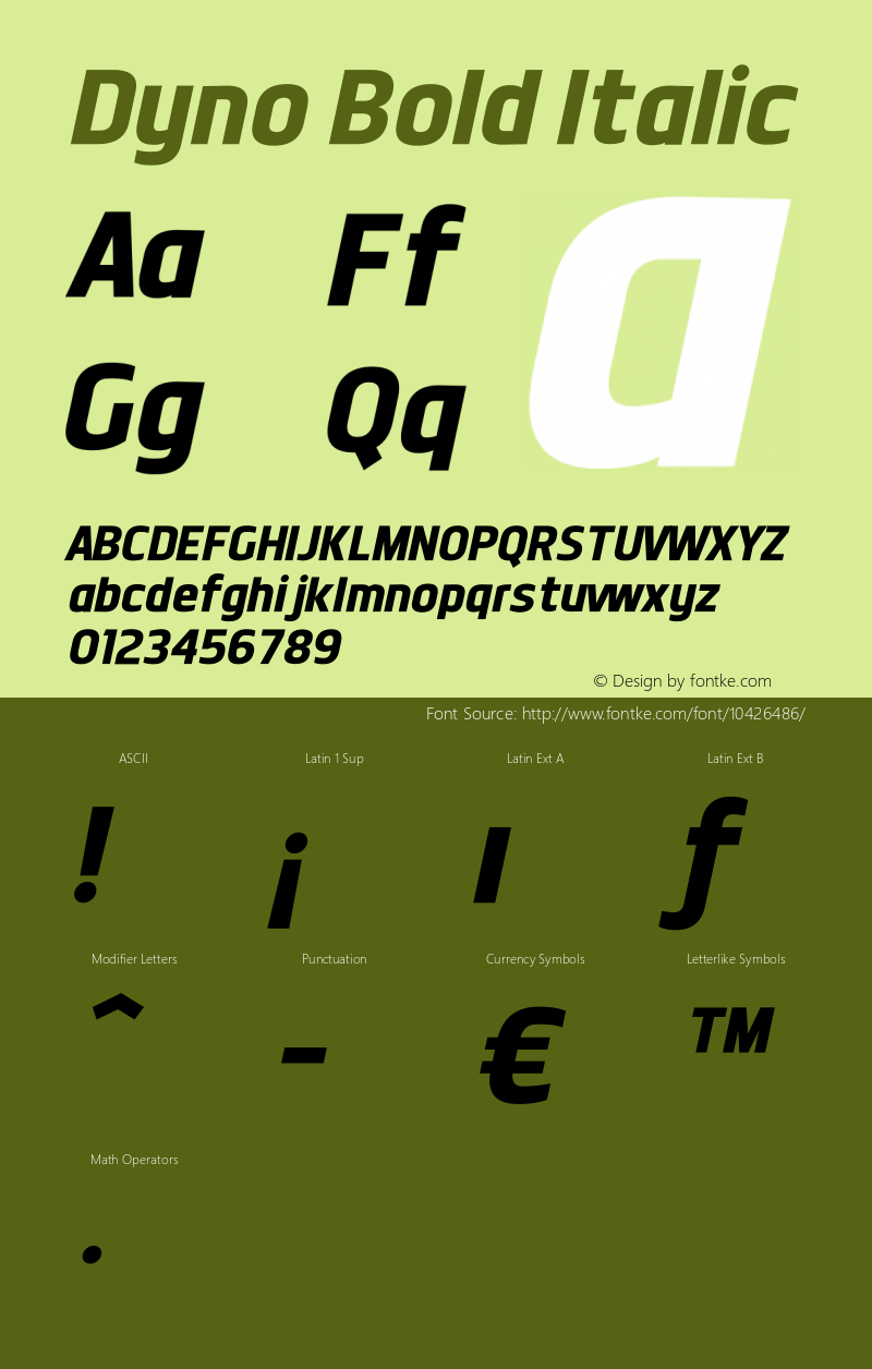 Dyno Bold Italic v1.1 - 2/17/2012图片样张