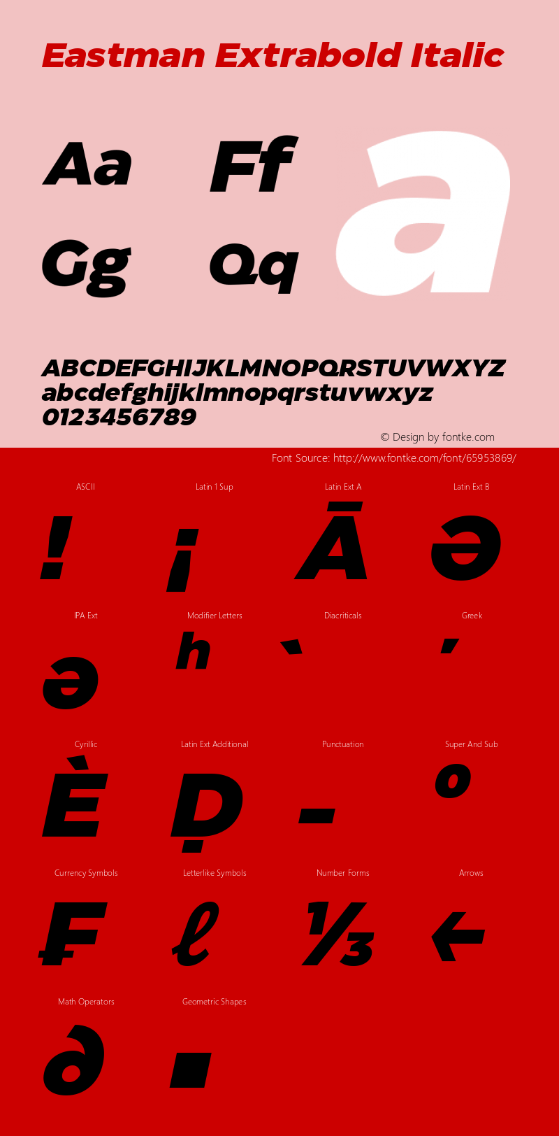 Eastman Extrabold Italic Version 1.001;hotconv 1.0.109;makeotfexe 2.5.65596图片样张