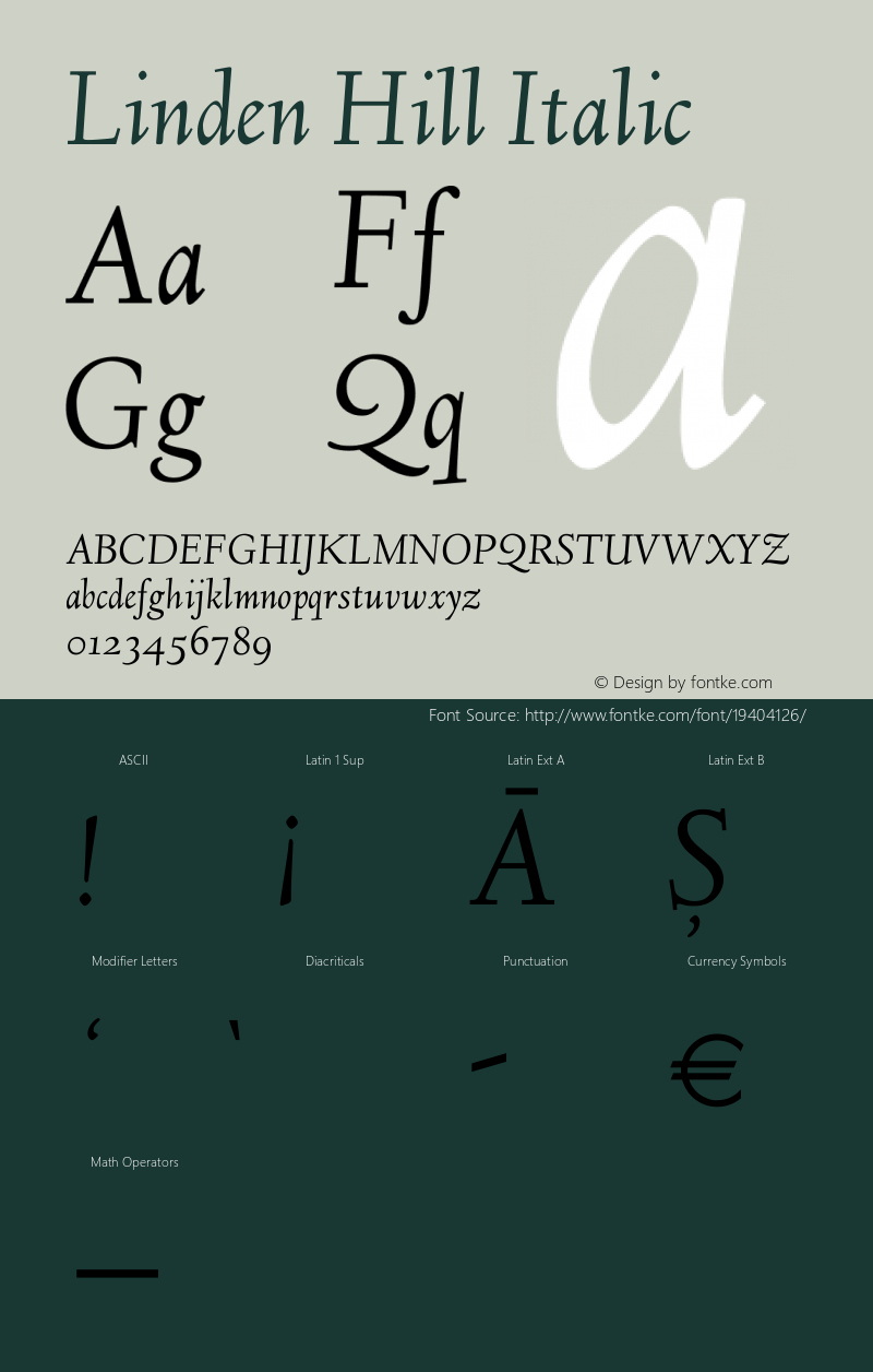 Linden Hill Italic Version 1.201图片样张