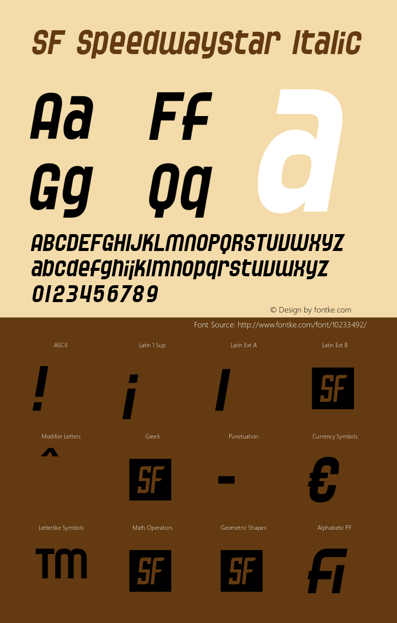 SF Speedwaystar Italic Version 2.0图片样张