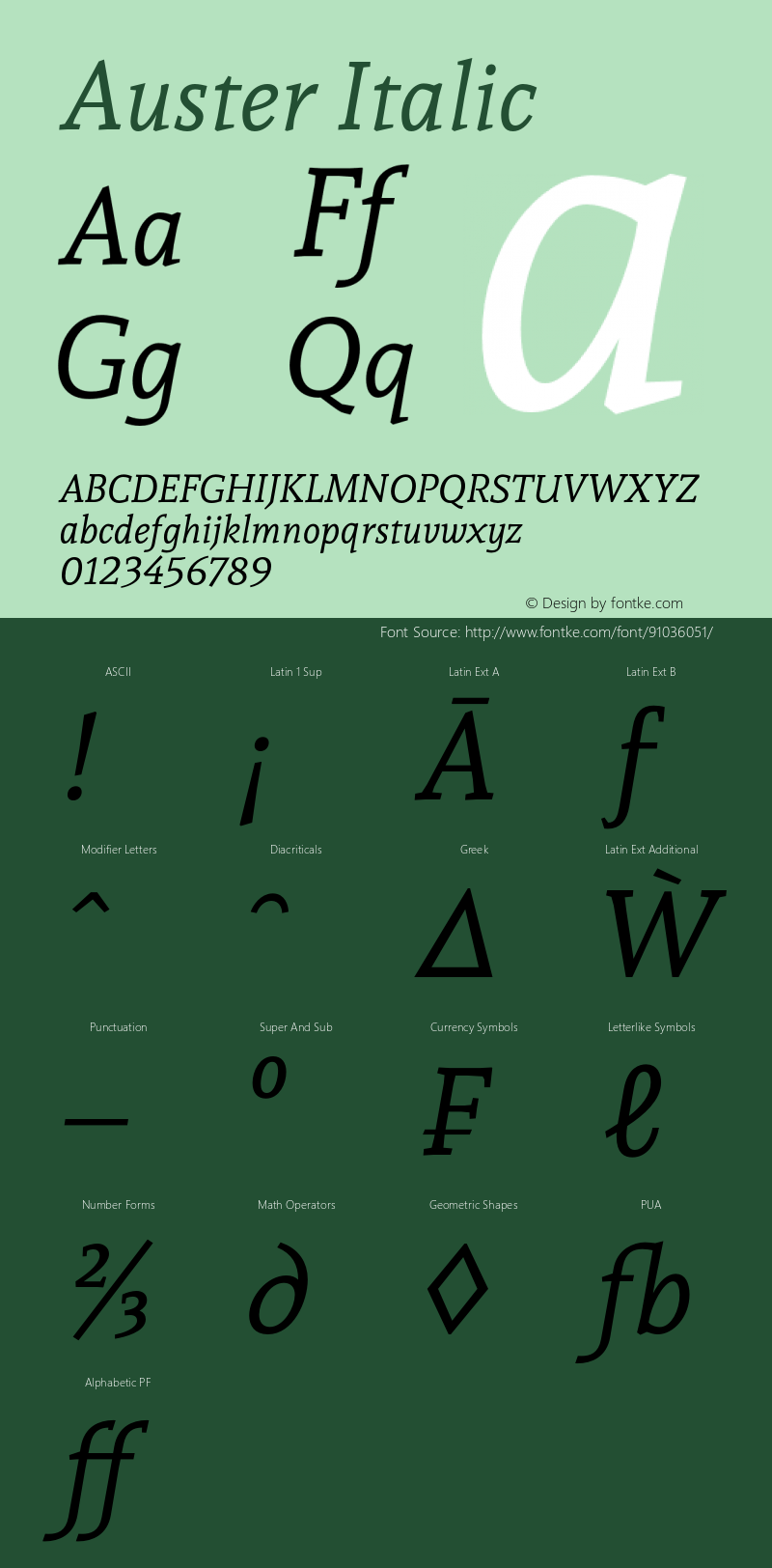 Auster-Italic Version 1.000图片样张