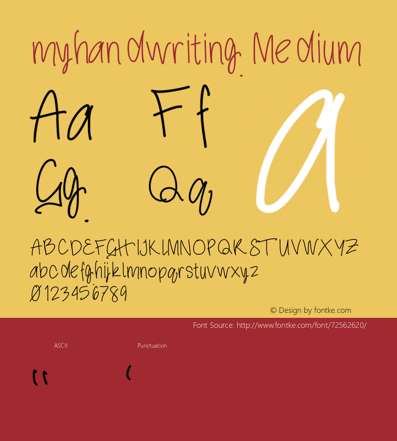 myhandwriting Version 001.000图片样张