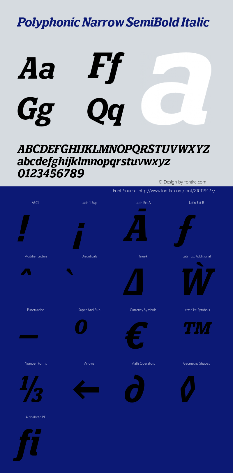 Polyphonic Narrow SemiBold Italic Version 1.000;PS 001.000;hotconv 1.0.88;makeotf.lib2.5.64775图片样张