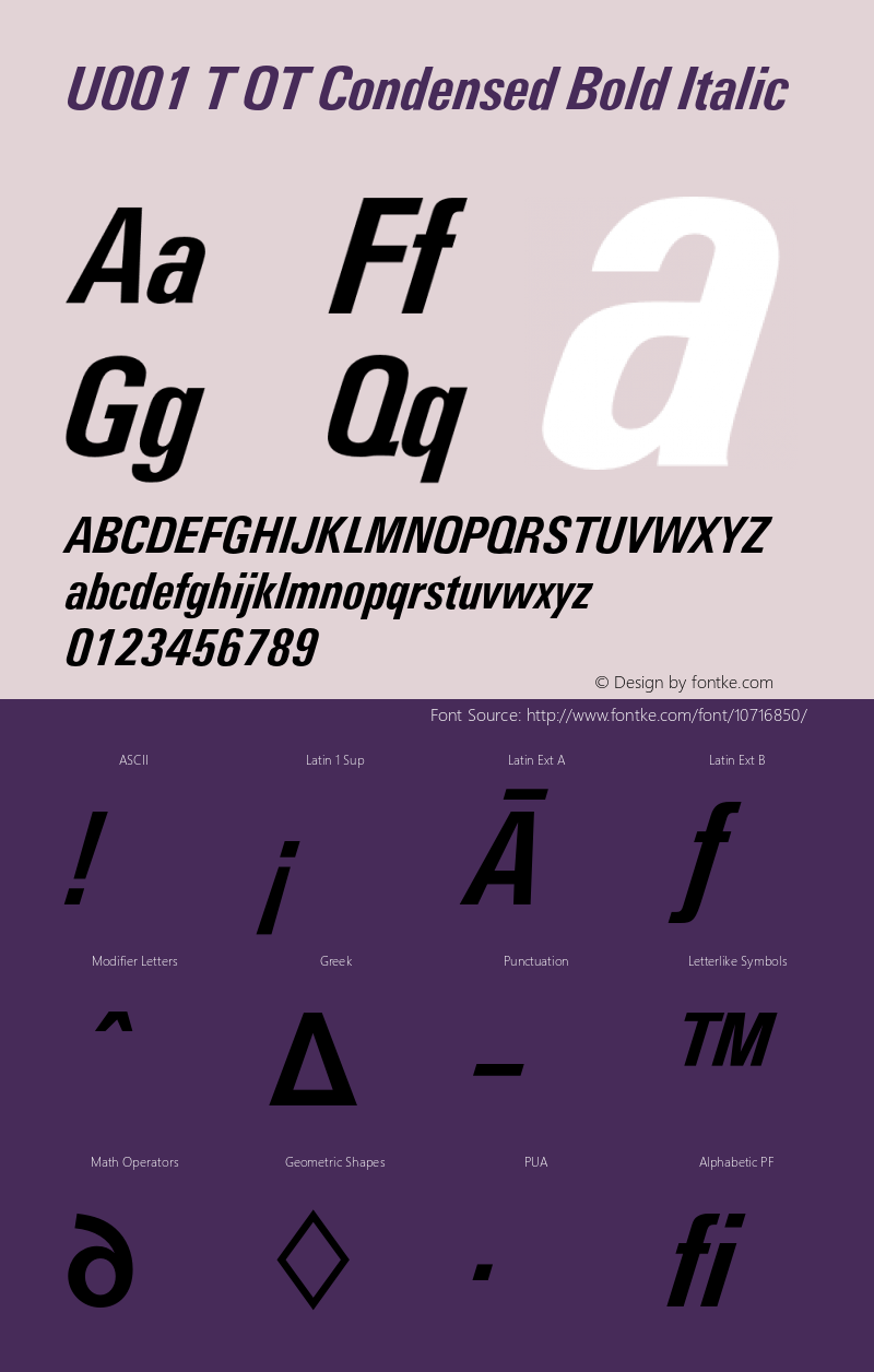 U001 T OT Condensed Bold Italic OTF 1.001;PS 1.05;Core 1.0.27;makeotf.lib(1.11)图片样张