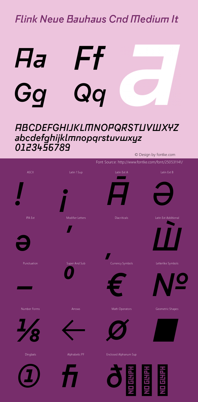 Flink Neue Bauhaus Cnd Medium It Version 2.100;Glyphs 3.1.2 (3150)图片样张