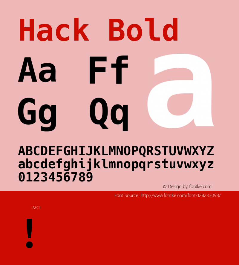 Hack Bold Version 2.020; ttfautohint (v1.5) -l 4 -r 80 -G 350 -x 0 -H 260 -D latn -f latn -m 