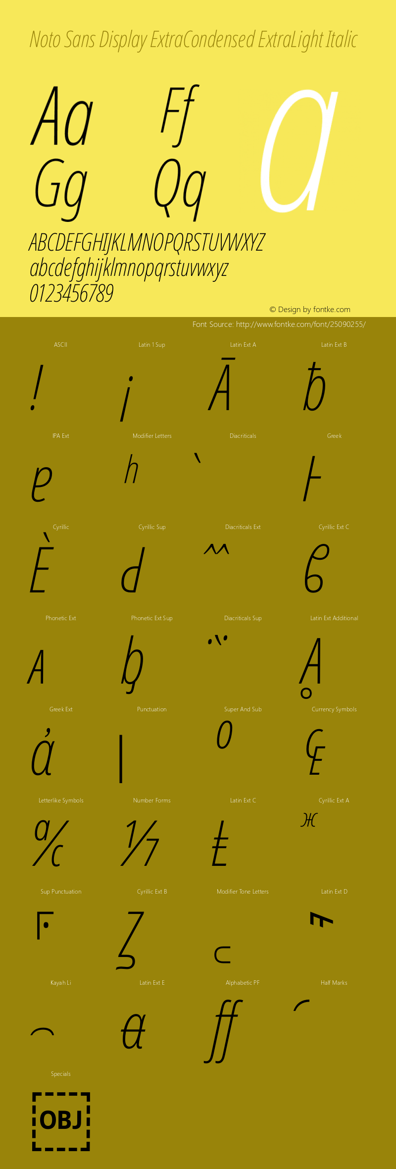 Noto Sans Display ExtraCondensed ExtraLight Italic Version 2.000图片样张