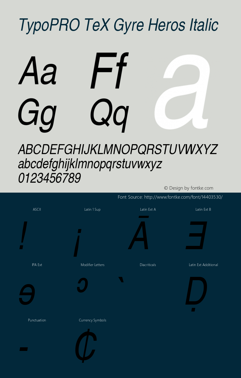 TypoPRO TeX Gyre Heros Italic Version 2.004;PS 2.004;hotconv 1.0.49;makeotf.lib2.0.14853图片样张