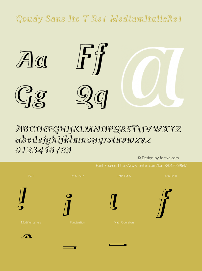 Goudy Sans Itc T Medium Italic Re1 Version 001.005图片样张