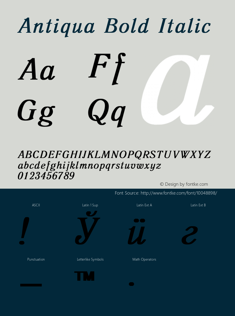 Antiqua Bold Italic Converted from t:\ANTIQUA1.BF1 by ALLTYPE图片样张