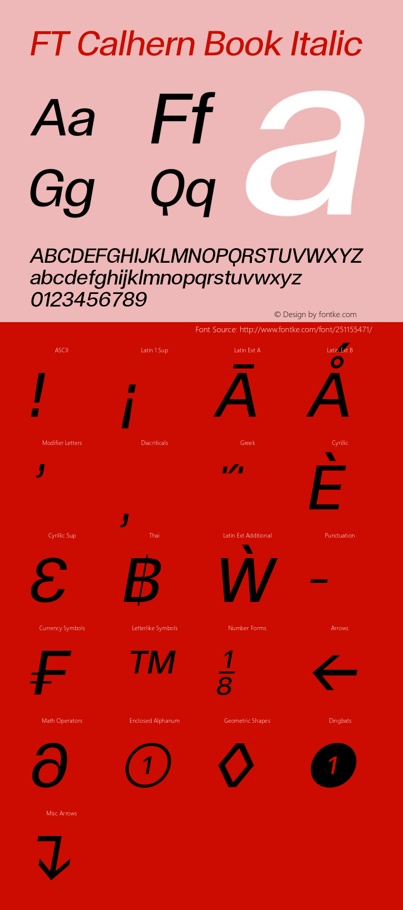 FT Calhern Book Italic Version 1.001;Glyphs 3.1.2 (3151)图片样张