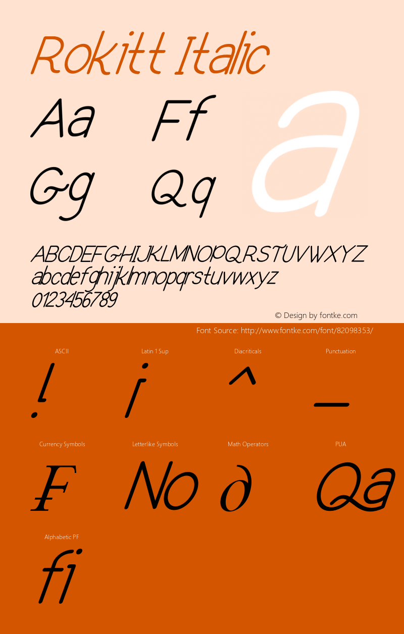 Rokitt Italic Version 1.00;October 13, 2020;FontCreator 13.0.0.2683 64-bit图片样张