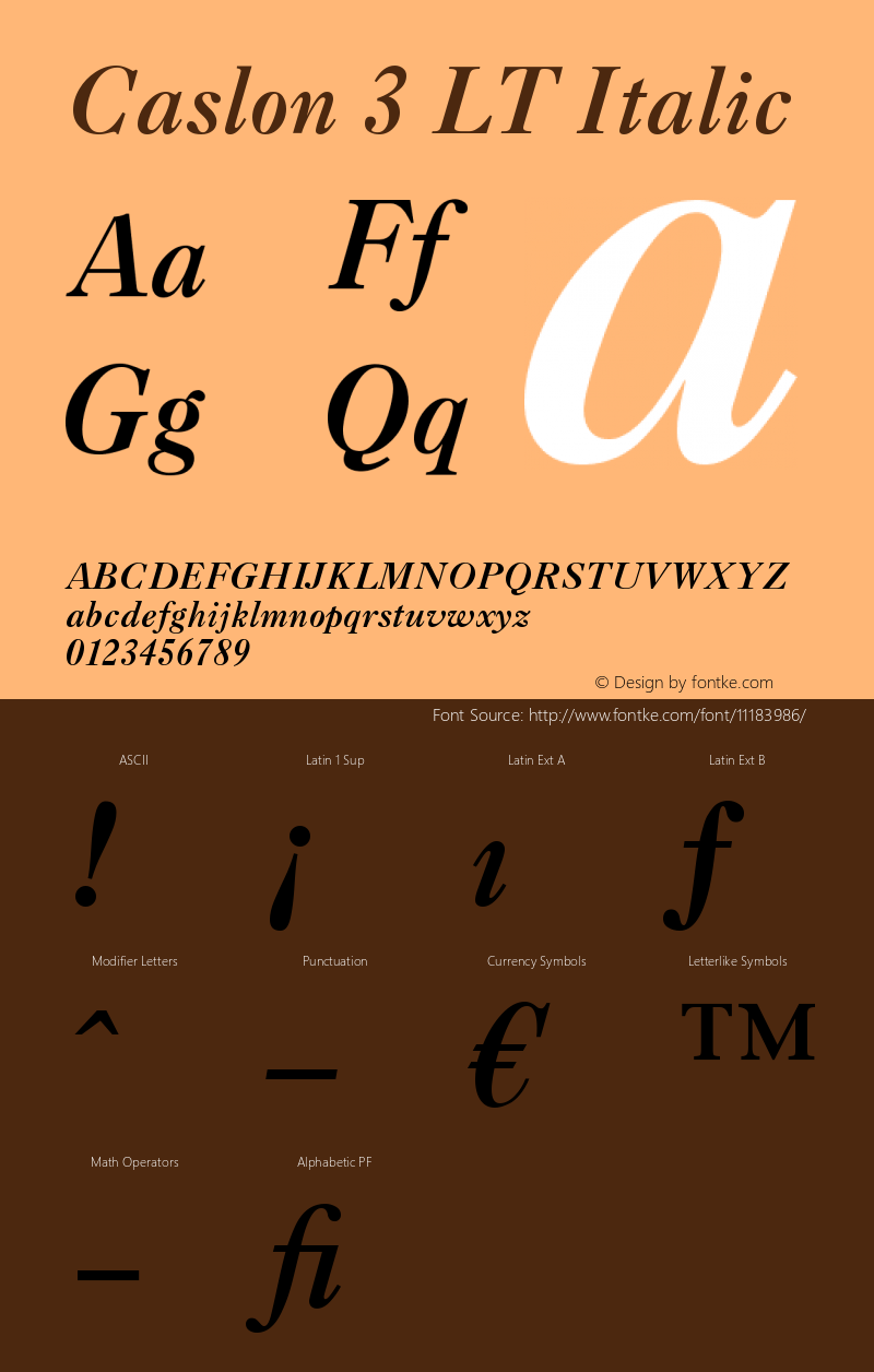 Caslon 3 LT Italic Version 006.000图片样张