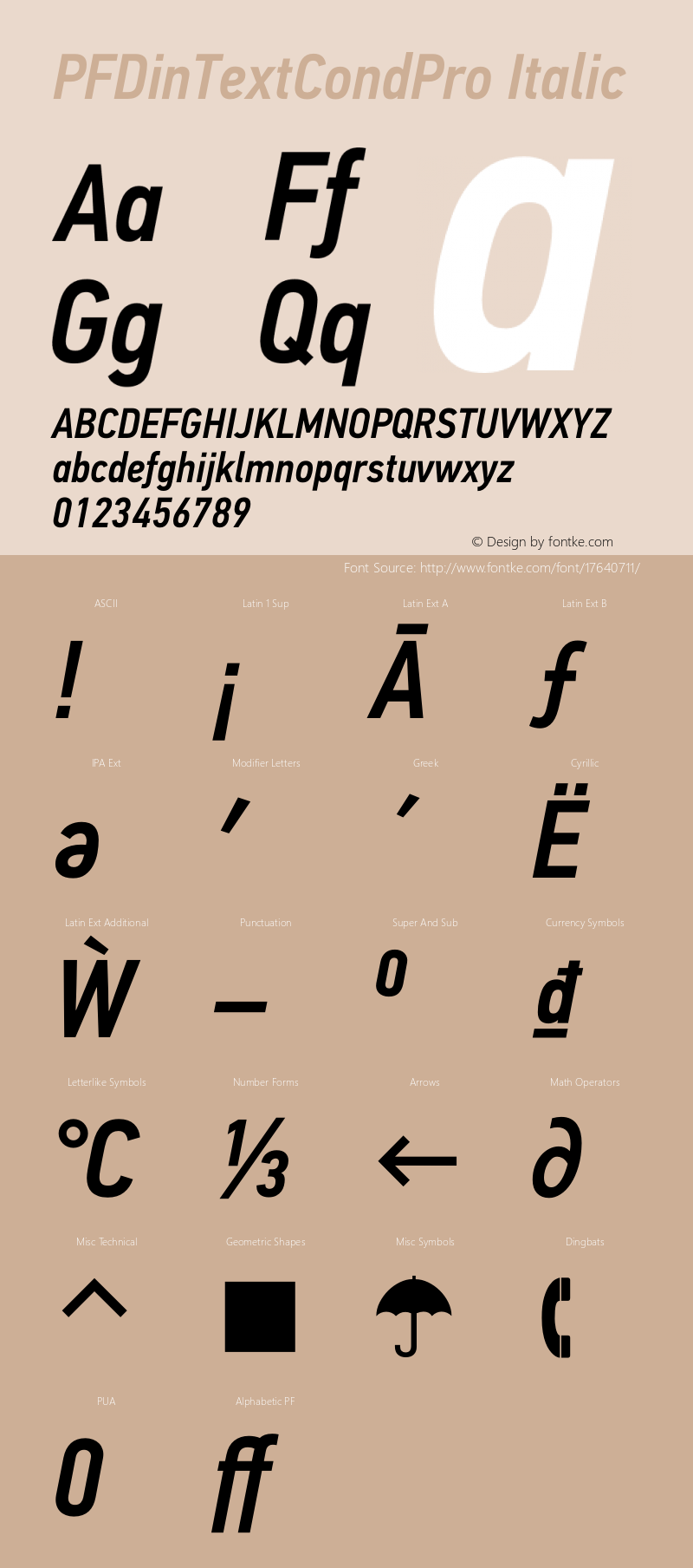 PFDinTextCondPro Italic Version 2.005 2005图片样张