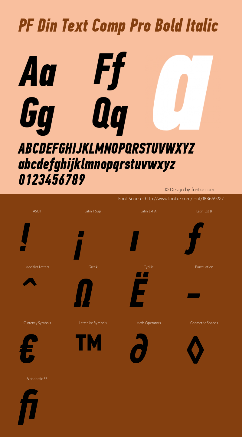 PF Din Text Comp Pro Bold Italic Version 2.005 2005图片样张