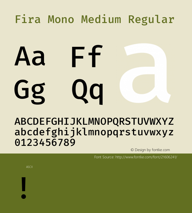 Fira Mono Medium Regular 图片样张