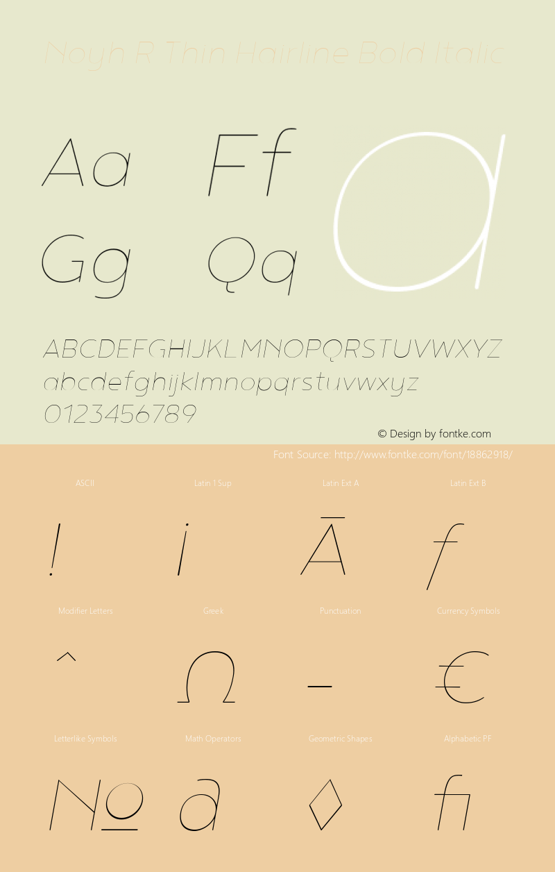 Noyh R Thin Hairline Bold Italic Version 1.000图片样张