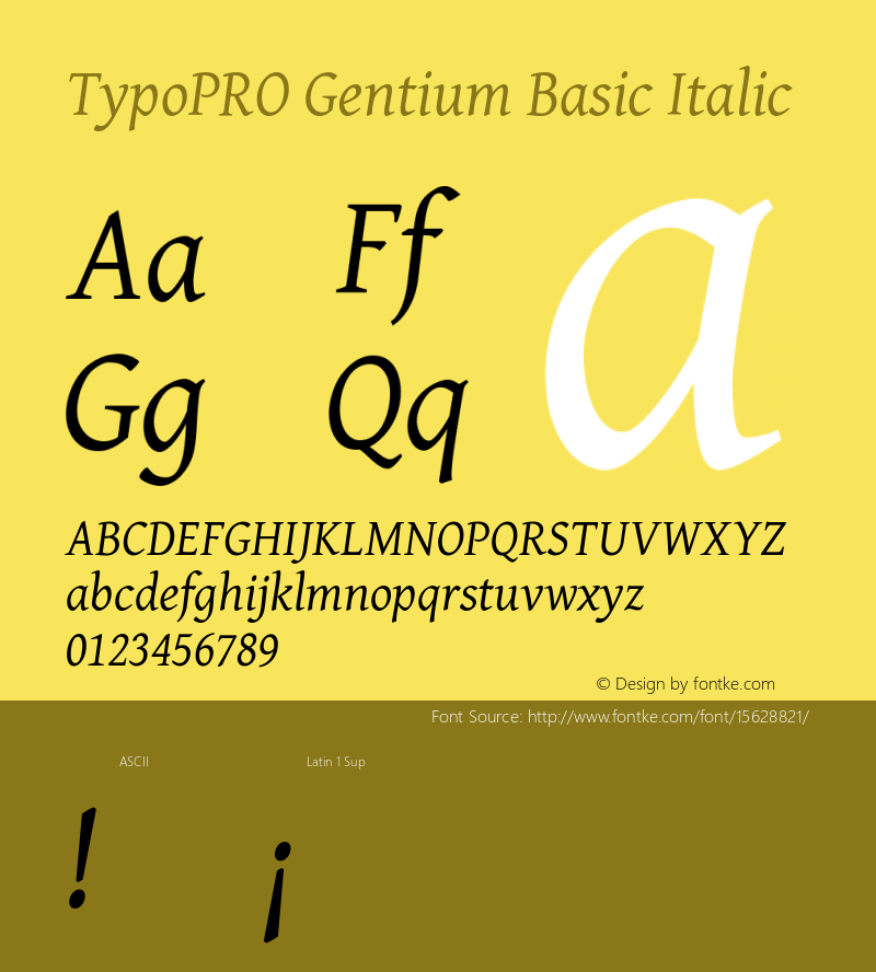 TypoPRO Gentium Basic Italic Version 1.102; 2013; Maintenance release图片样张