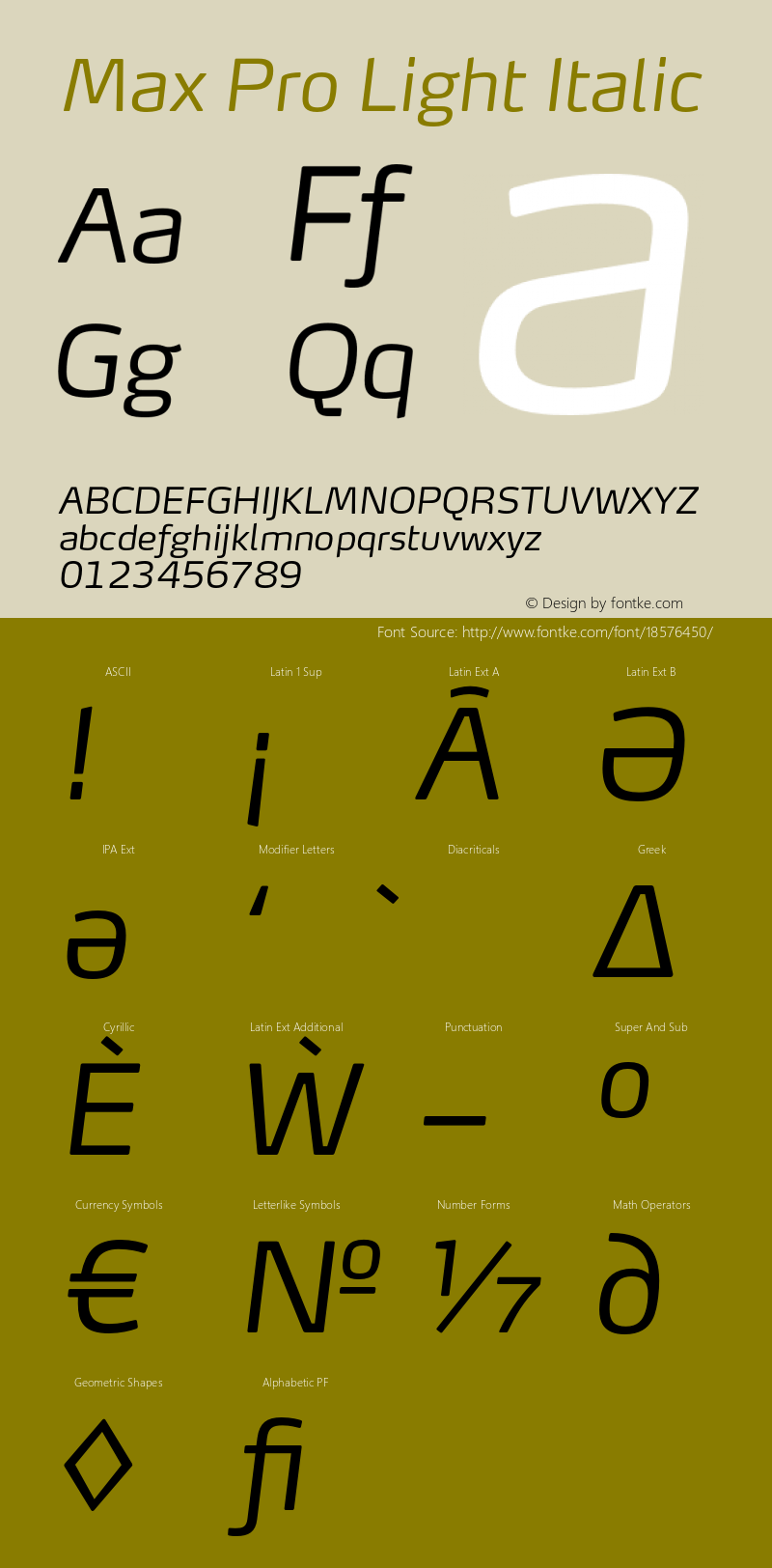 Max Pro Light Italic Version 7.504; 2011; Build 1022;com.myfonts.easy.fontfont.max.pro-light-italic.wfkit2.version.4gmg图片样张