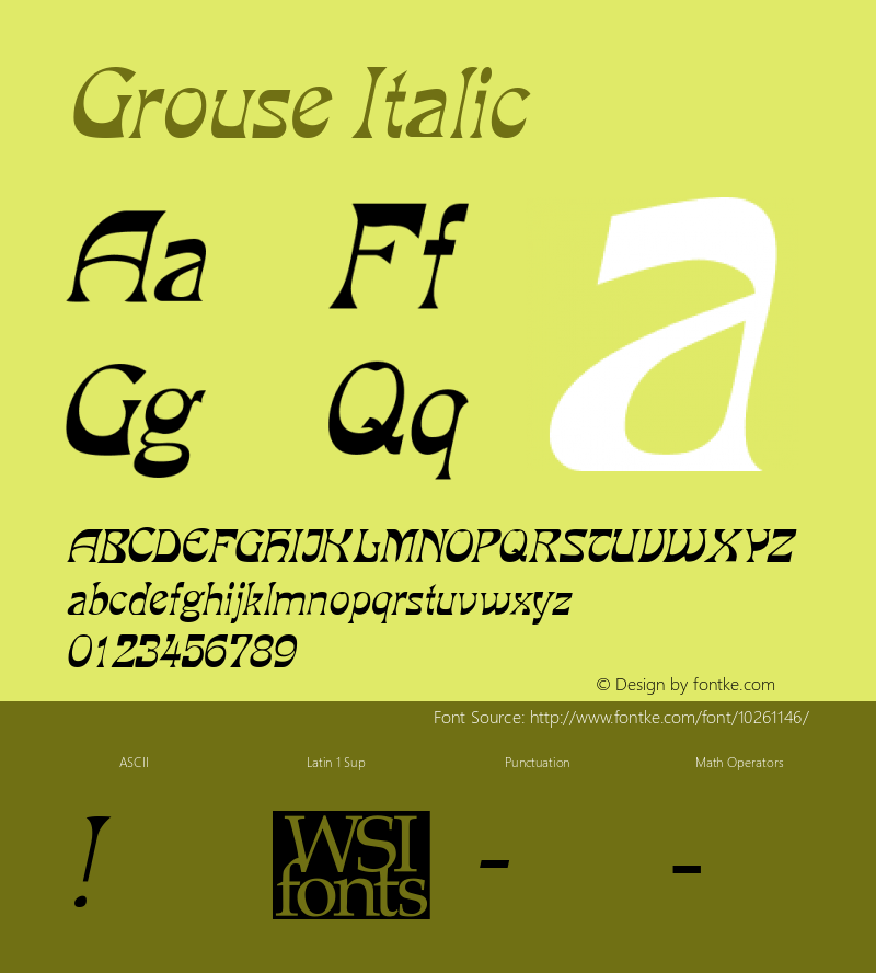 Grouse Italic Macromedia Fontographer 4.1.5 5/18/98图片样张