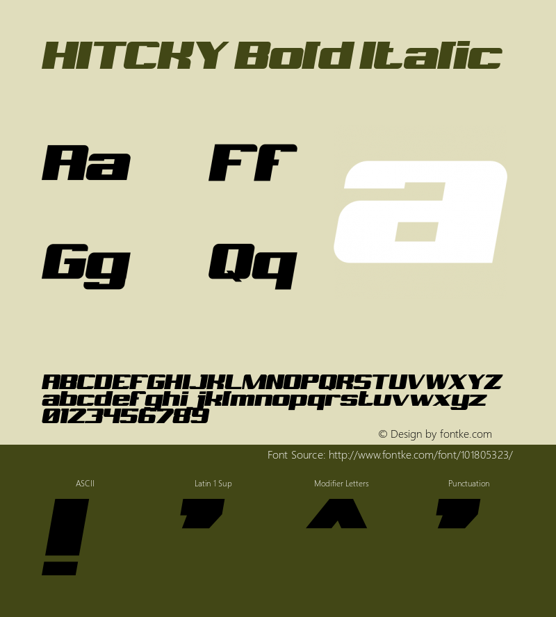HITCKY-BoldItalic Version 1.000图片样张