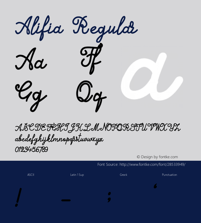 Alifia Version 1.00;January 24, 2019;FontCreator 11.5.0.2422 64-bit图片样张