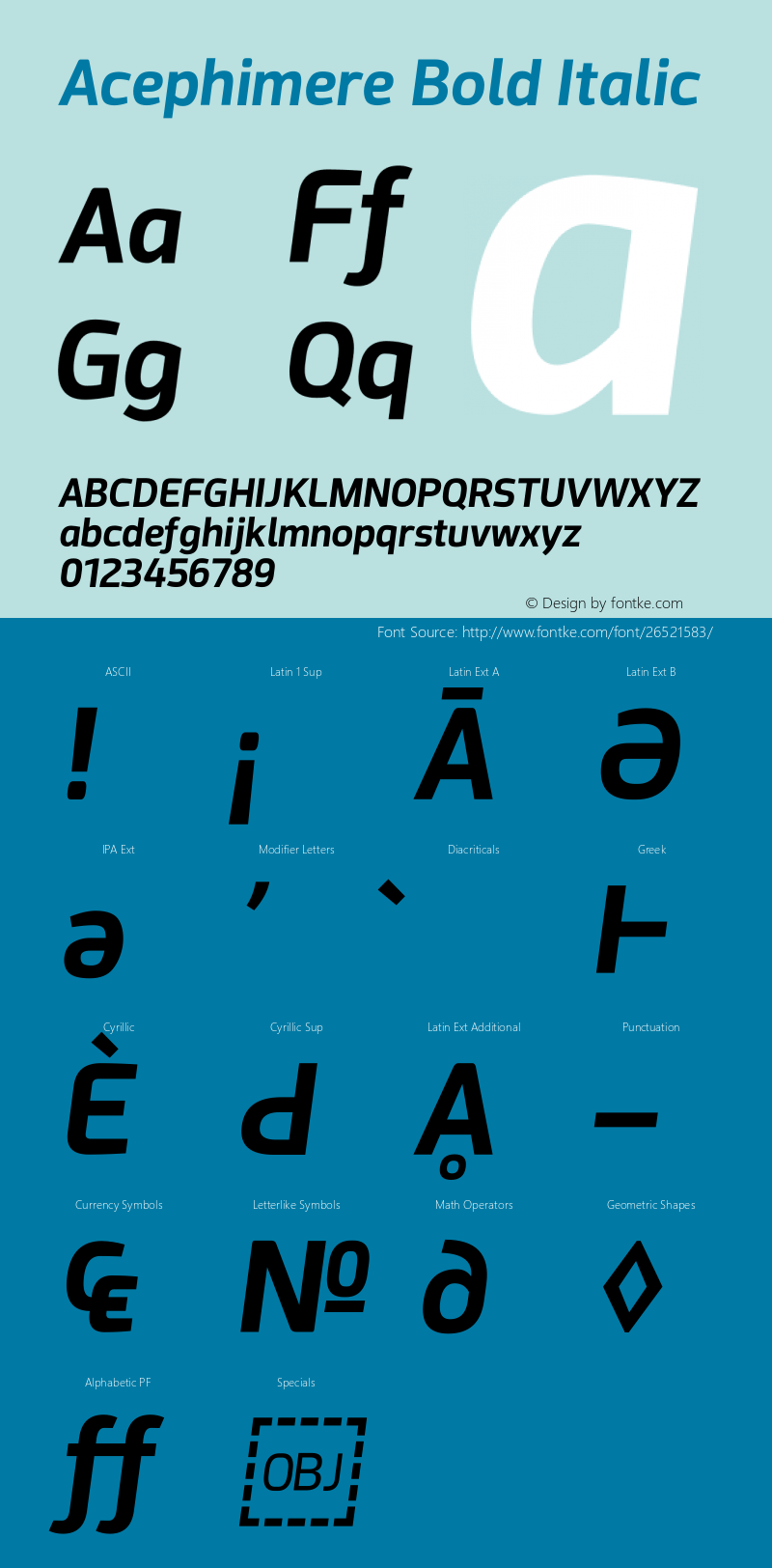 Acephimere Bold Italic Version 1.01 August 4, 2018图片样张