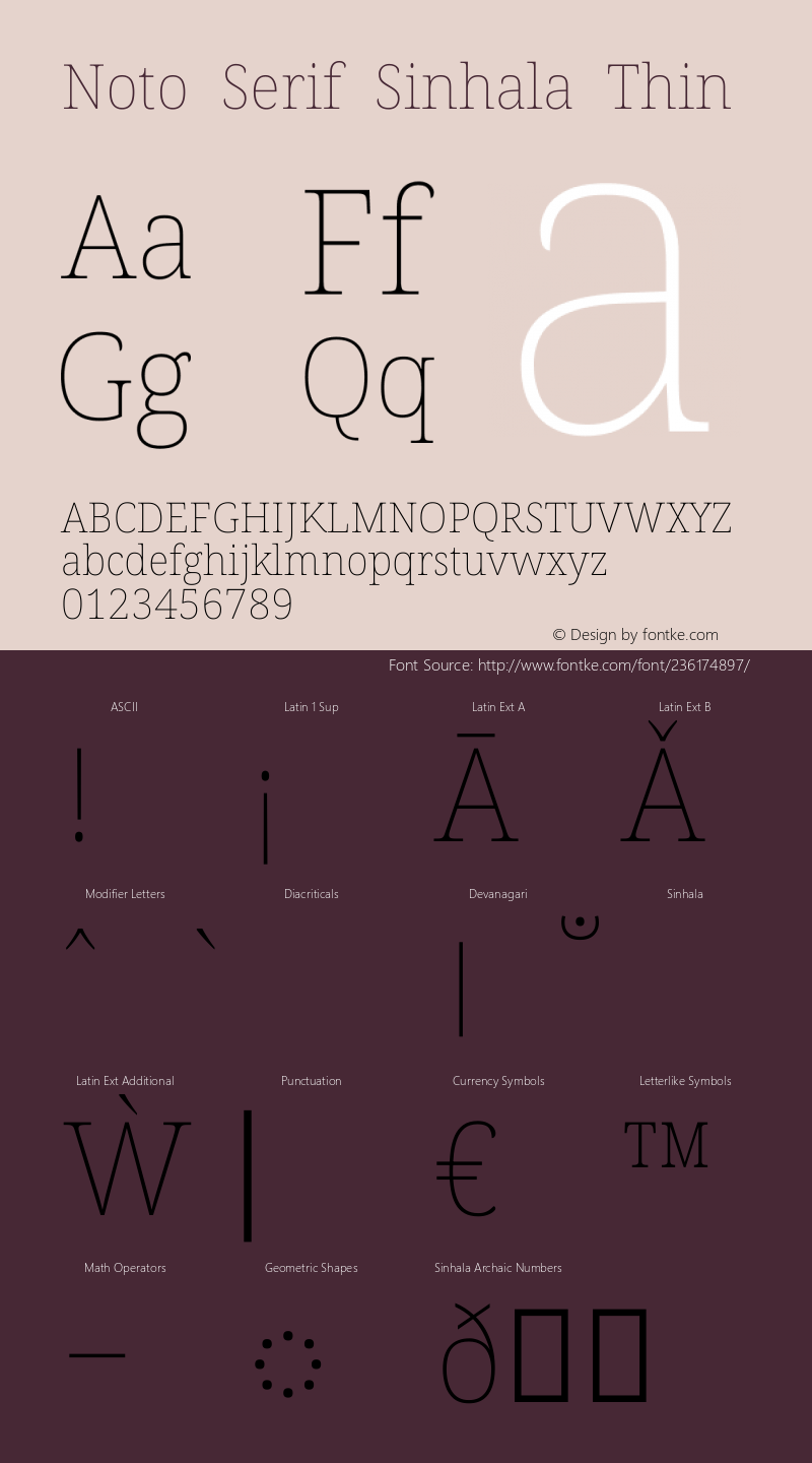 Noto Serif Sinhala Thin Version 2.006图片样张