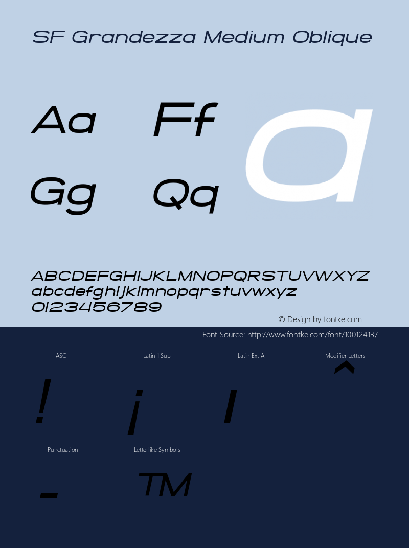 SF Grandezza Medium Oblique ver 1.0; 2000. Freeware for non-commercial use.图片样张