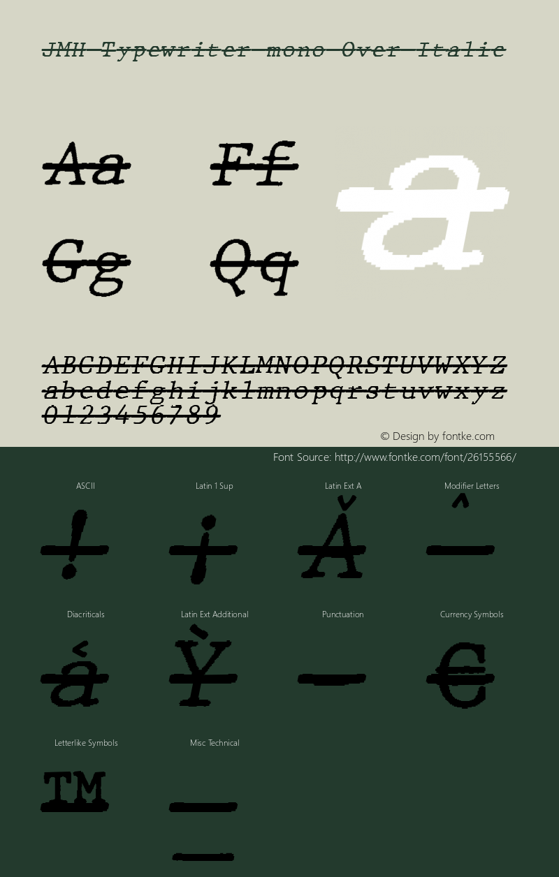 JMHTypewritermonoOver-Italic Version 2.000图片样张