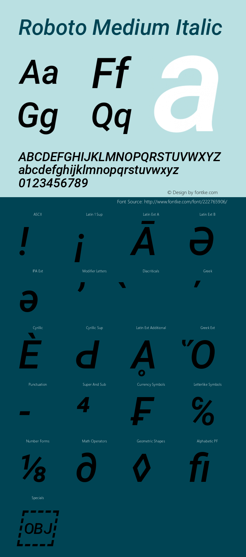 Roboto Medium Italic Version 2.137; 2017图片样张