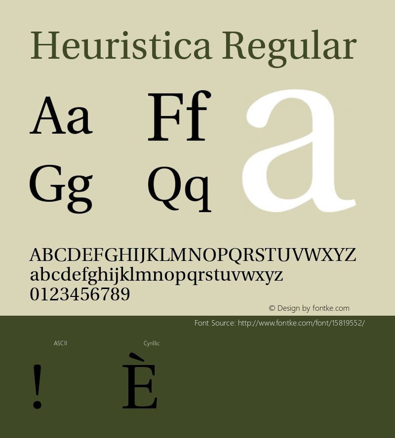 Heuristica Regular Version 1.0.1 ; ttfautohint (v1.4.1)图片样张