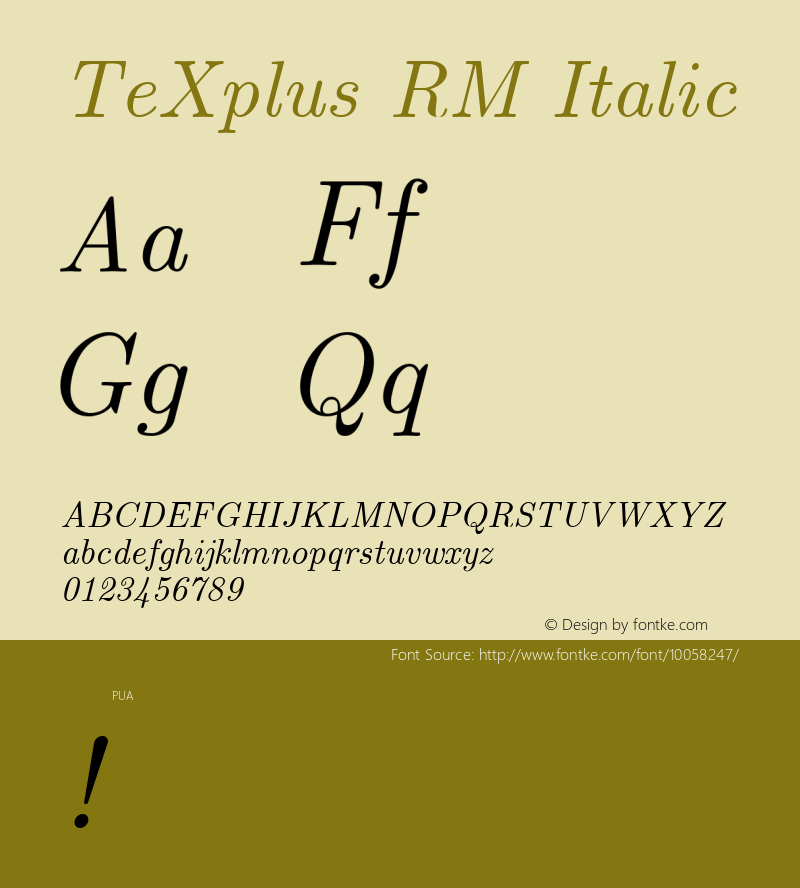 TeXplus RM Italic 1998; 1.0, initial release图片样张