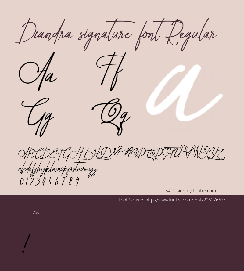 Diandra signature font Regular Version 1.000图片样张